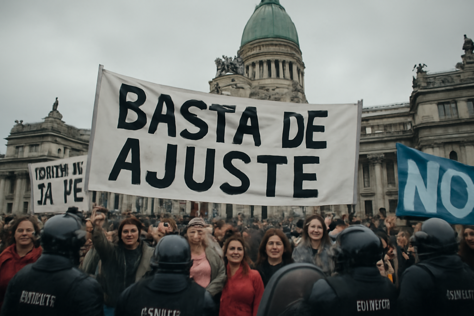 Protestas frente al Congreso previo a la votación de la reforma laboral