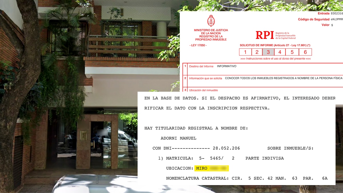 Adorni compró un departamento en Caballito sin vender su propiedad anterior, según registros