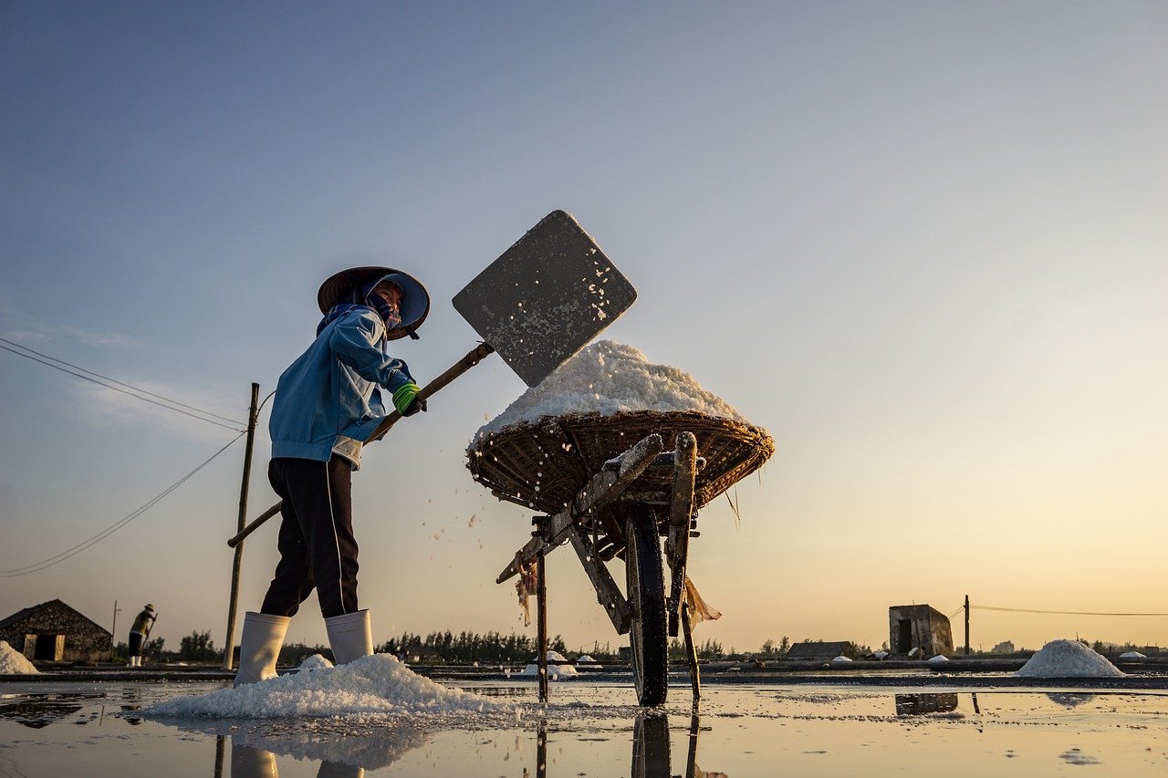 salt, salty, people, man, summer, hard, vietnam, labor, nature, work, job, farmer, woman, children