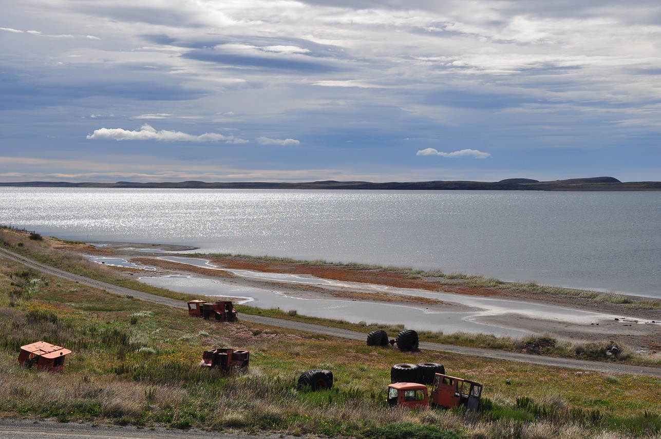 The "Laguna de Cabeza de Mar" (Sea Head Lagoon) in Chilean Patagonia, about 45 km north of Punta Arenas, at the junction of Ruta 9 and Road Y-50.