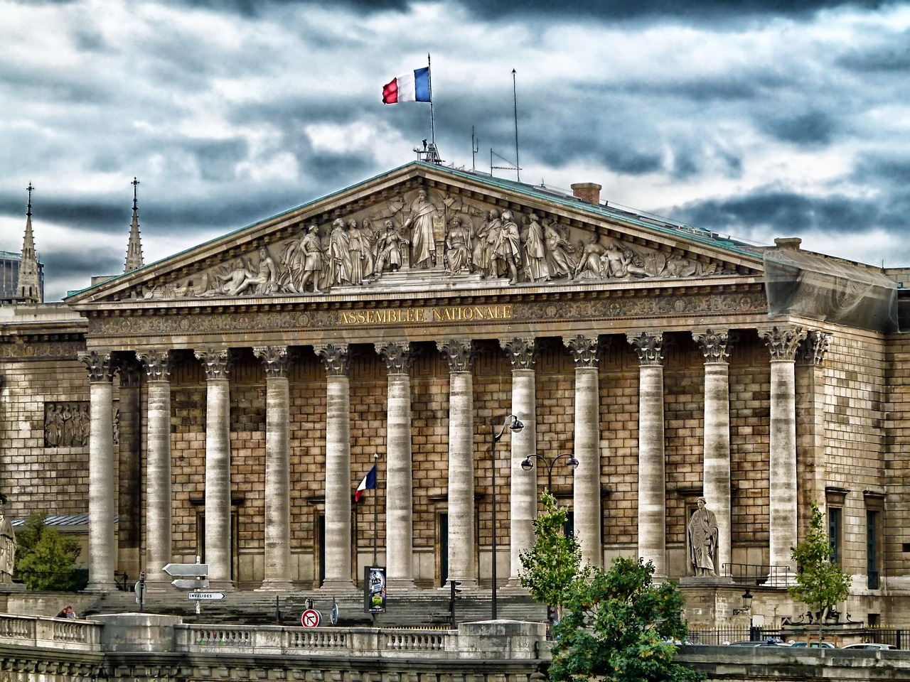 chambre des deputes, paris, france, building, landmark, government, sky, clouds, architecture, historic, city, urban, hdr, nature, outside