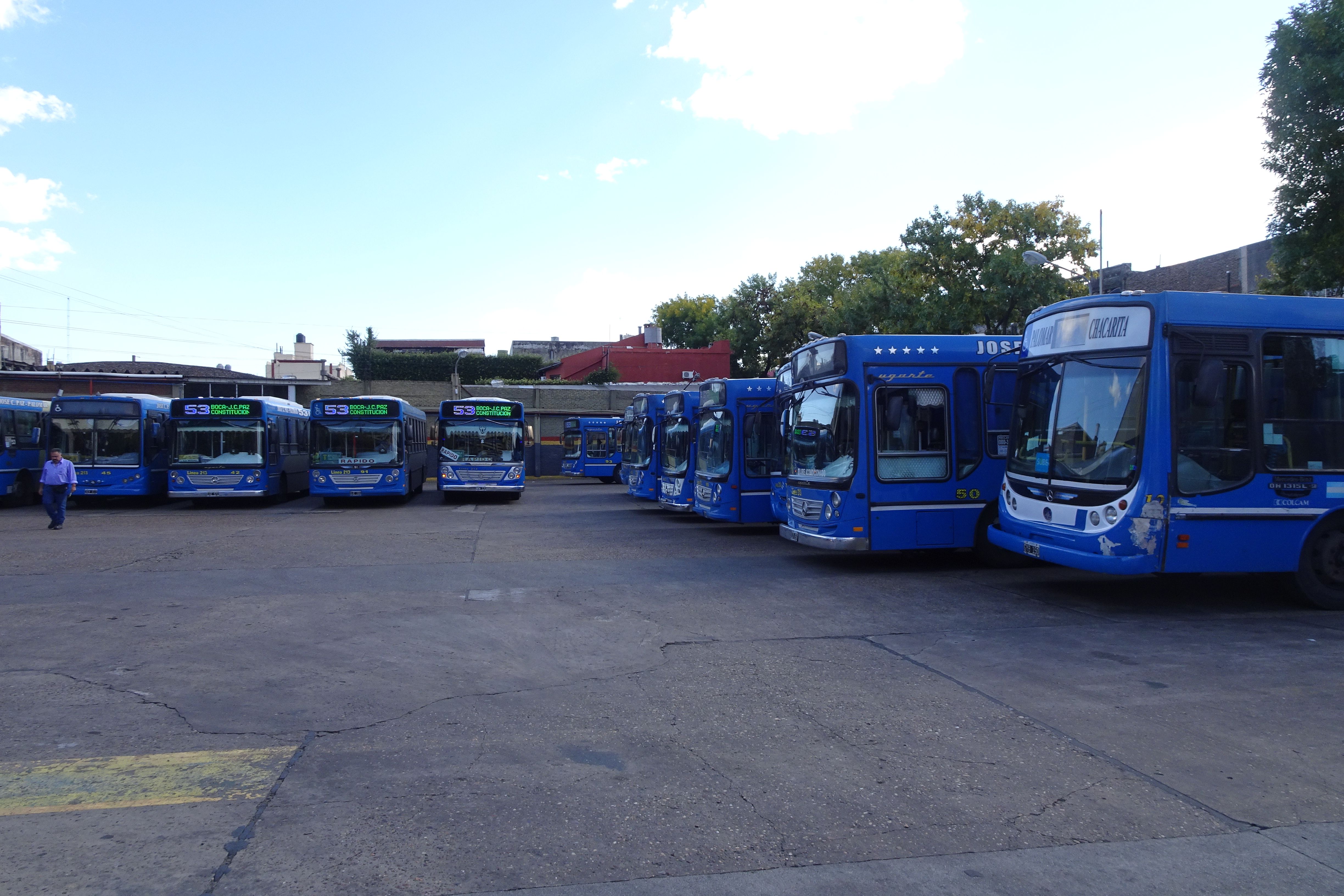 Bus depot of line 53 in the Bocca district of Buenos Aires.